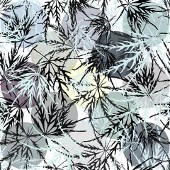 Fototapeten seamless  leaves pattern background © Kirsten Hinte