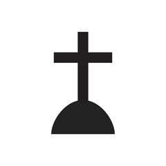 Halloween grave icon. Gravestone vector illustration. Rip tombstone flat icon.