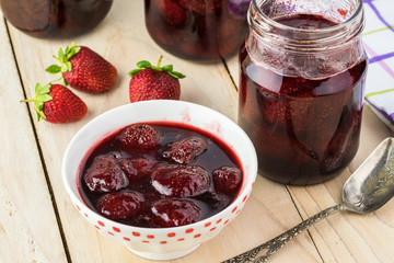 Homemade strawberry preserves.