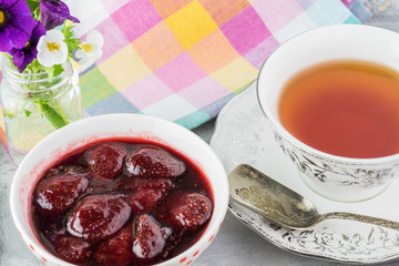Homemade strawberry preserves.