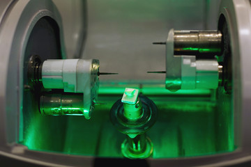 View inside dental equipment with ceramics