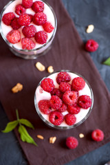 yogurt, raspberries and granola