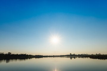 sunset on the lake landscape