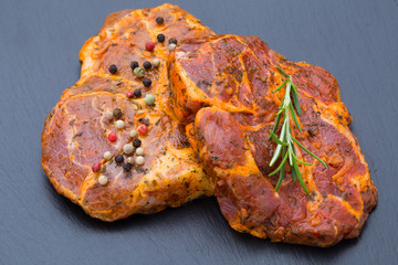 Pork chops, pepper and rosemary marinade.