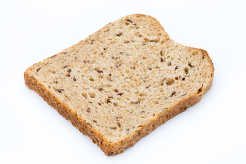 Slices of rye bread isolated on white background.