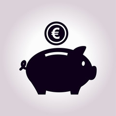 Piggy bank icon. Pictograph of moneybox. Flat design.