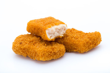 Nugget chiken on the white background.