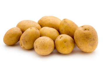 Raw potato isolated on white background.