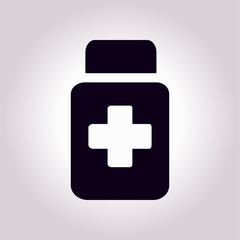 Drugs sign icon. Pack with pills. Flat design style. 