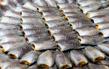 Dried Trichogaster pectoralis Fish , Native market, Thailand