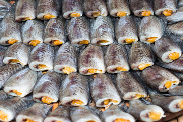 Dried Trichogaster pectoralis Fish , Native market, Thailand