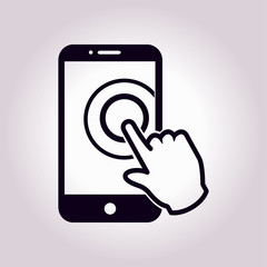 Touch screen smartphone sign icon. Hand pointer symbol. Flat design style. Vector EPS 10.