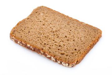 Slices of rye bread isolated on white background.