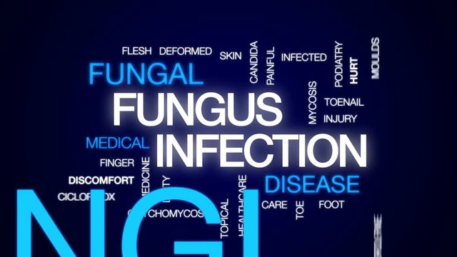 Fungus infection animated word cloud, text design animation.