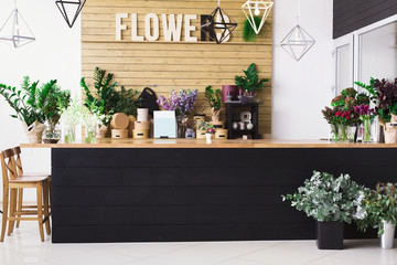 Bloemenwinkel interieur, klein bedrijf van floral design studio