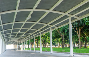 The walkway covering with roof.