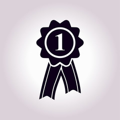  Badge with ribbons icon. Award rosette with ribbon simbol.
