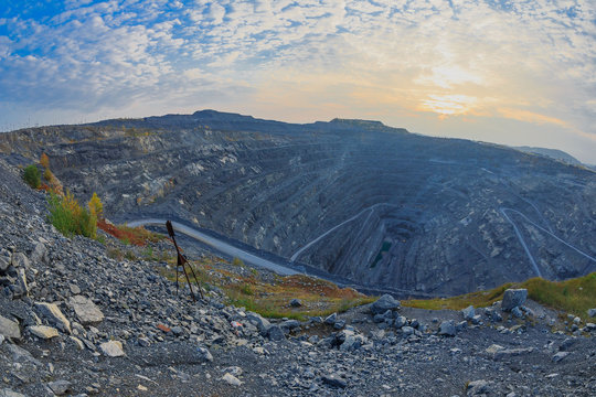 Sunset over a giant magnesite mine