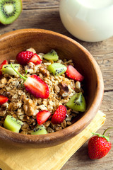 Homemade granola with fruits