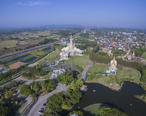 Naklejka premium aerial view of wat laung pho tao korat nakornratchasima north eastern thailand most popular religion destination