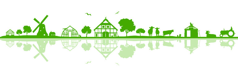 Silhouette Bauernhof und Landwirtschaft © SimpLine