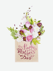 Happy Mother's Day! Floral bouquet in envelope