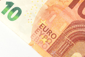 Eine Nahaufnahme vom 10 Euro Geldschein