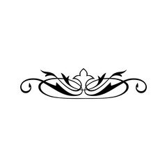 Obraz premium Vintage Calligraphic Wicker Rosette - Decorative Vignette with Floral Elements of Lines, Flourishes, Scrolls and Swirls Isolated in Black Vector for Business, Logo, Menu, Greeting Card or Invitation