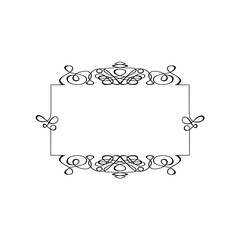 Vintage Calligraphic Square Frame - Decorative Floral Element with Lines, Flourishes, Scrolls and Swirls Isolated in Black Vector - for Page Decor, Borders, Letters, Invitations, Cards, Logo or Menu