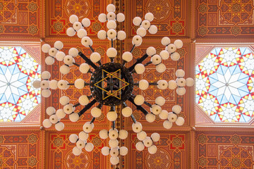 Ceiling in The Great Synagogue is a historical building in Budapest, Hungary