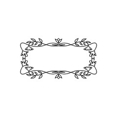 Vintage Calligraphic Square Frame - Decorative Floral Element with Lines, Flourishes, Scrolls and Swirls Isolated in Black Vector - for Page Decor, Borders, Letters, Invitations, Cards, Logo or Menu