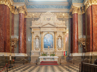 Interior of the roman catholic church St. Stephen's Basilica. Budapest