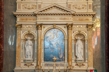 Interior of the roman catholic church St. Stephen's Basilica. Budapest