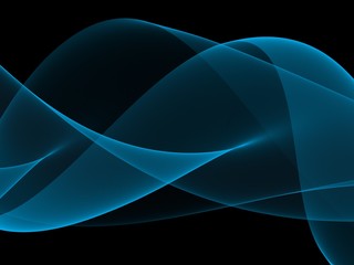 Abstract Light blue wave on black background 