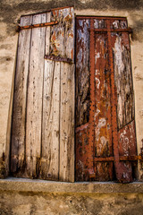 Closed old wood shutters.