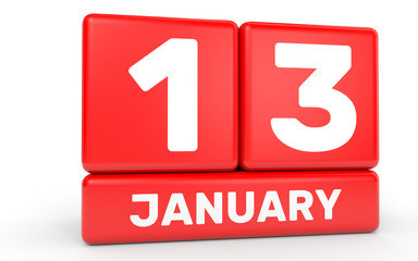 January 13. Calendar on white background.