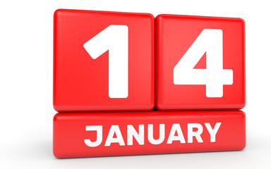 January 14. Calendar on white background.