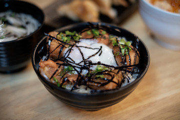 Japanese Chicken Rice Bowl, Vintage Look