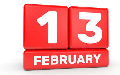 February 13. Calendar on white background.