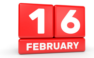 February 16. Calendar on white background.