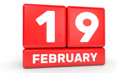 February 19. Calendar on white background.