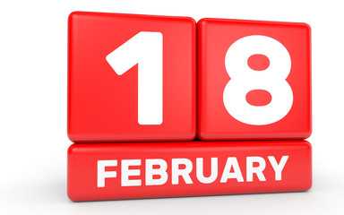 February 18. Calendar on white background.