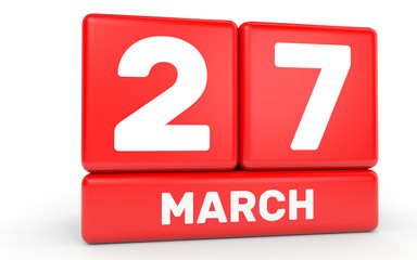 March 27. Calendar on white background.