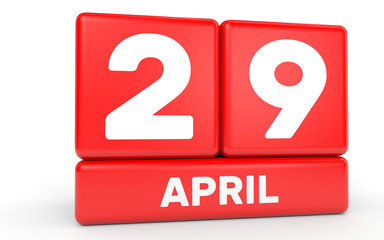 April 29. Calendar on white background.
