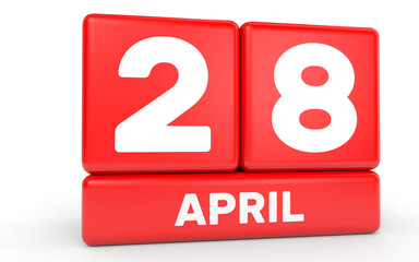 April 28. Calendar on white background.