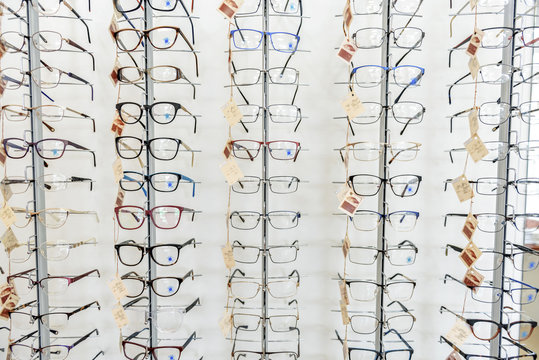Different eyewear on special shop-front