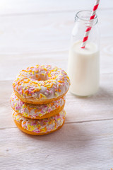 Vanilla and chocolate donuts