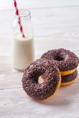 Vanilla and chocolate donuts
