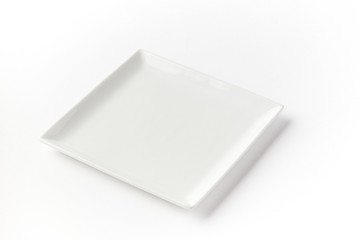 White square flat plate on a white background 