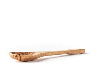 wooden mixing spoon on a white background
